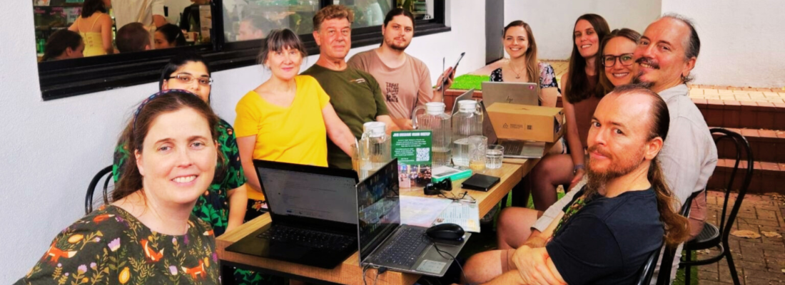 A friendly crew taking digital actions together at Vega